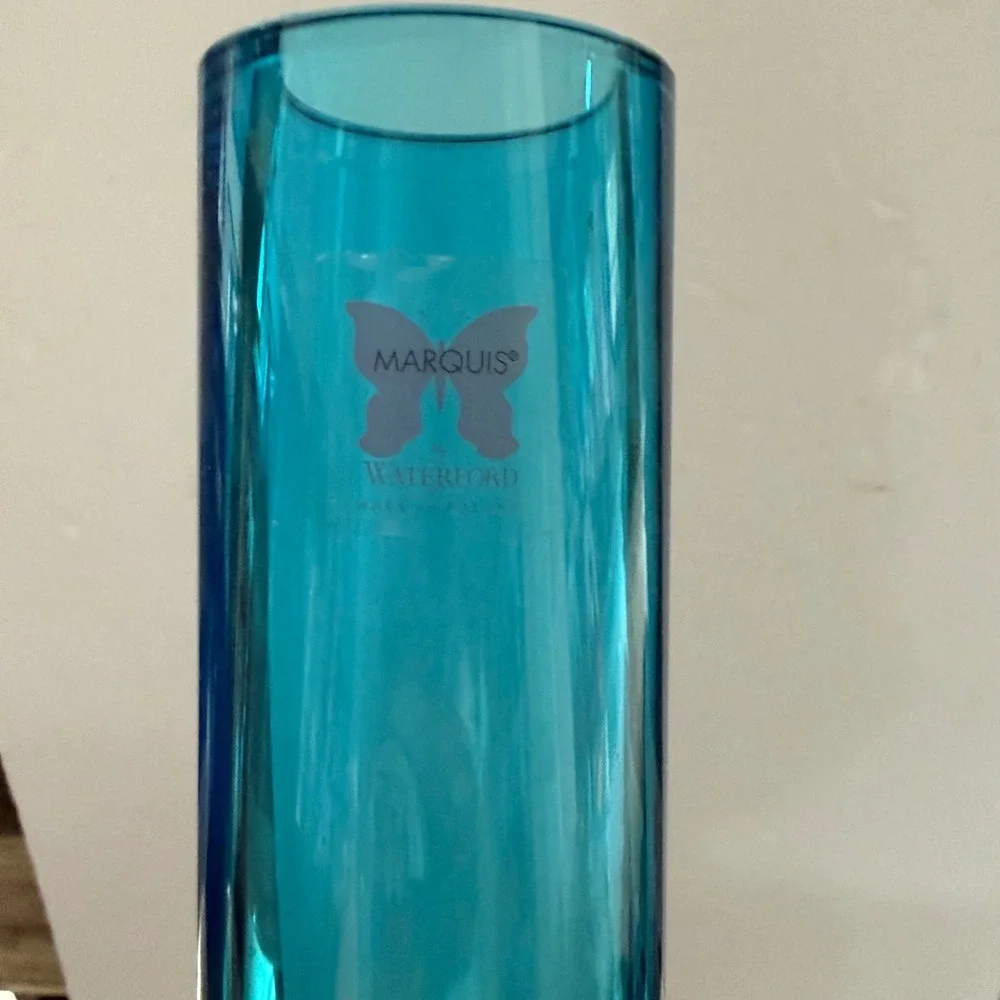 VTG Marquis by Waterford Sparkle Teal Blue Samba Merengue Vase Made in Poland